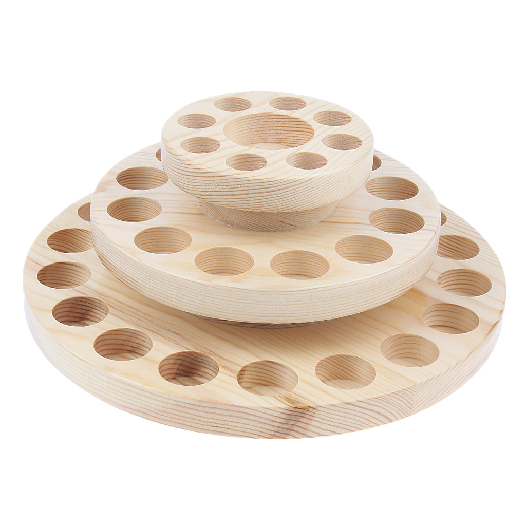 3 Layers Wood Essential Oil Display Stand Rotating Cosmetic Organizer Rack