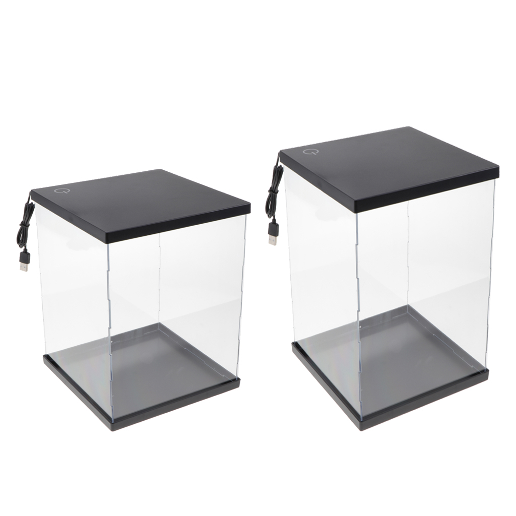 Clear Plastic Display box w/LED Lighting for MG RG BB figure model Dustproof