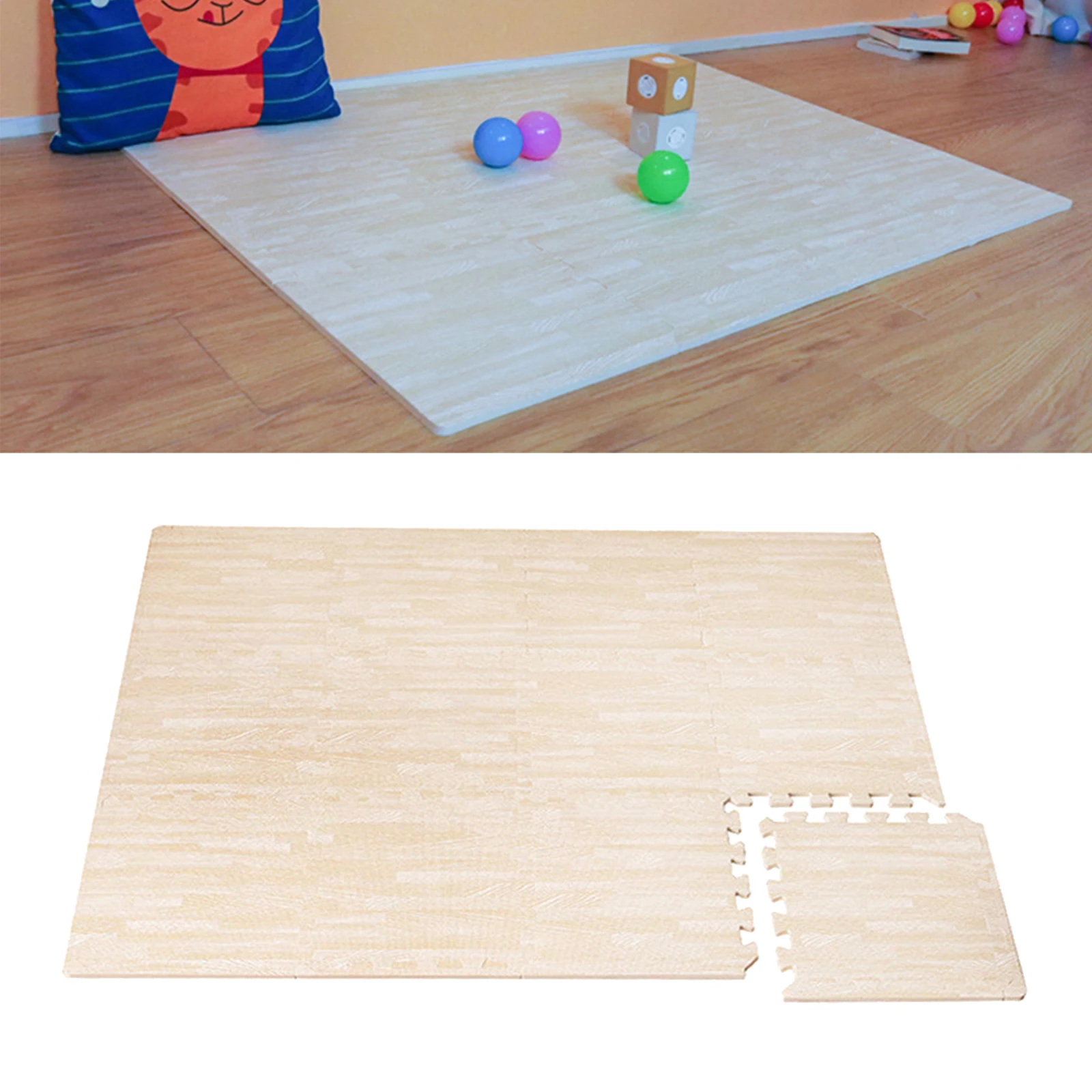 12 Pcs Interlocking Puzzle Mat Waterproof Flooring Padding Tiles Play Mat Baby Crawling Pad 30.5x30.5cm