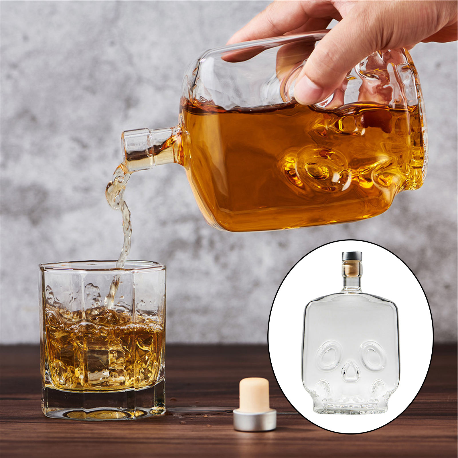 Skull Liquor Decanter Creative with Stopper Home Office Bar Party Decoration