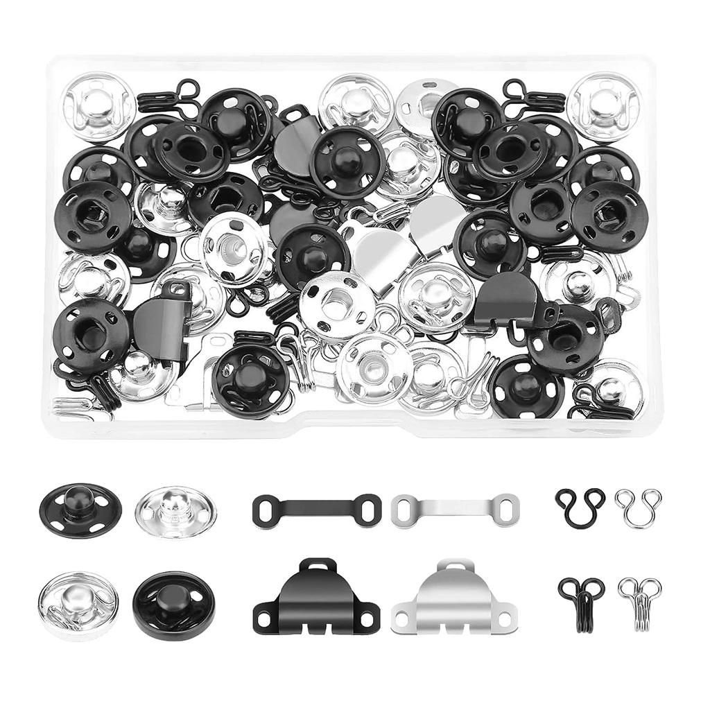 50 Pairs Sewing Hooks Eyes Closure Snap Buttons Kit Garment Sewing Accessories for Trousers, Skirt, Dress, Bra Sewing DIY Craft