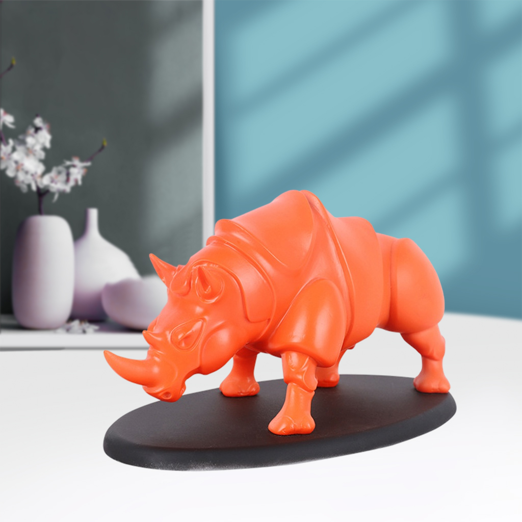 Resin Rhinoceros Statues Nordic Sculpture Miniature Figurine Home Living Aesthetic Room Statue Office Desk Decor Ornaments
