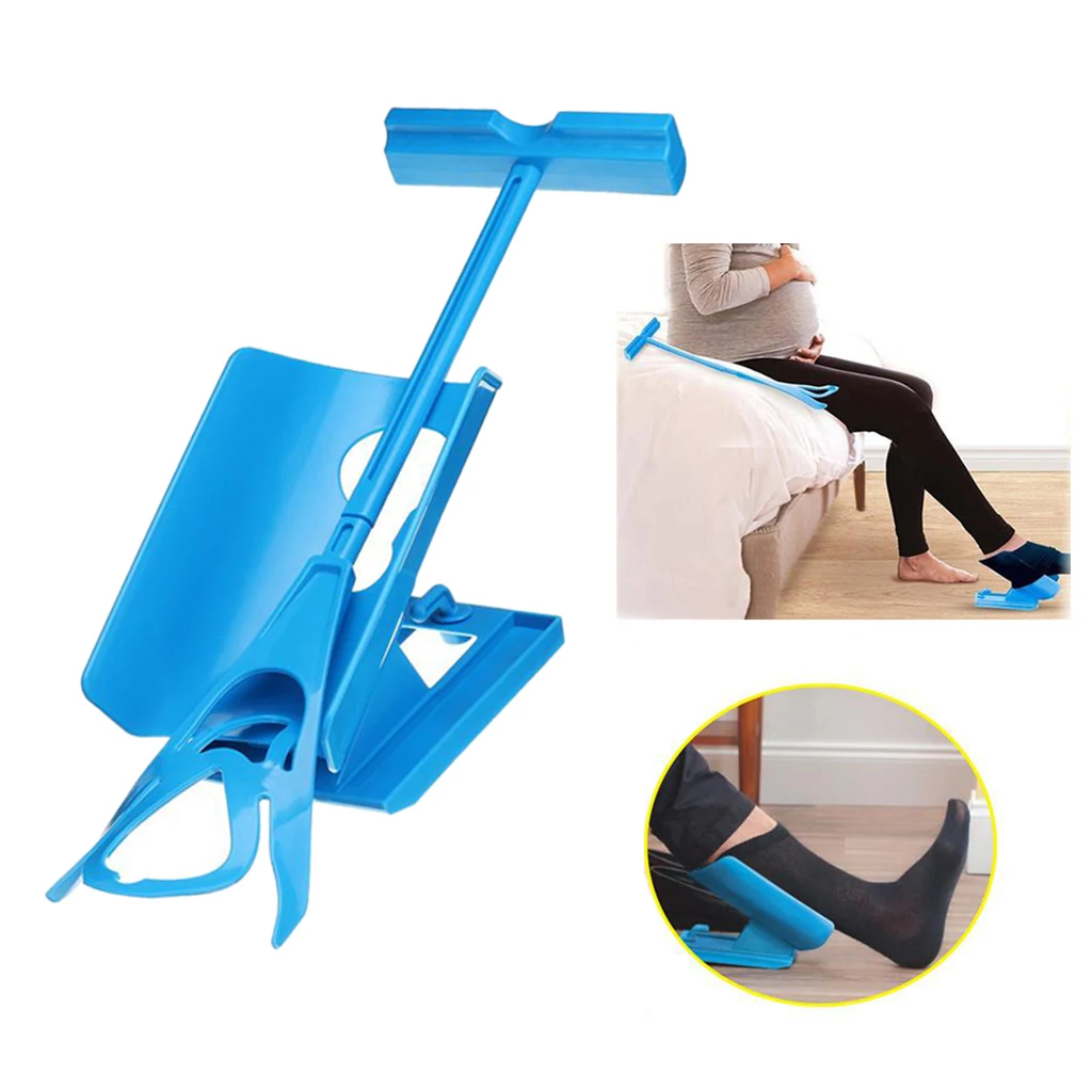 Sock Aid Kit Blue Helper Kit Helps Put Socks On Off No Bending Shoe Horn Suitable For Socks Foot Brace Support Sock Puller