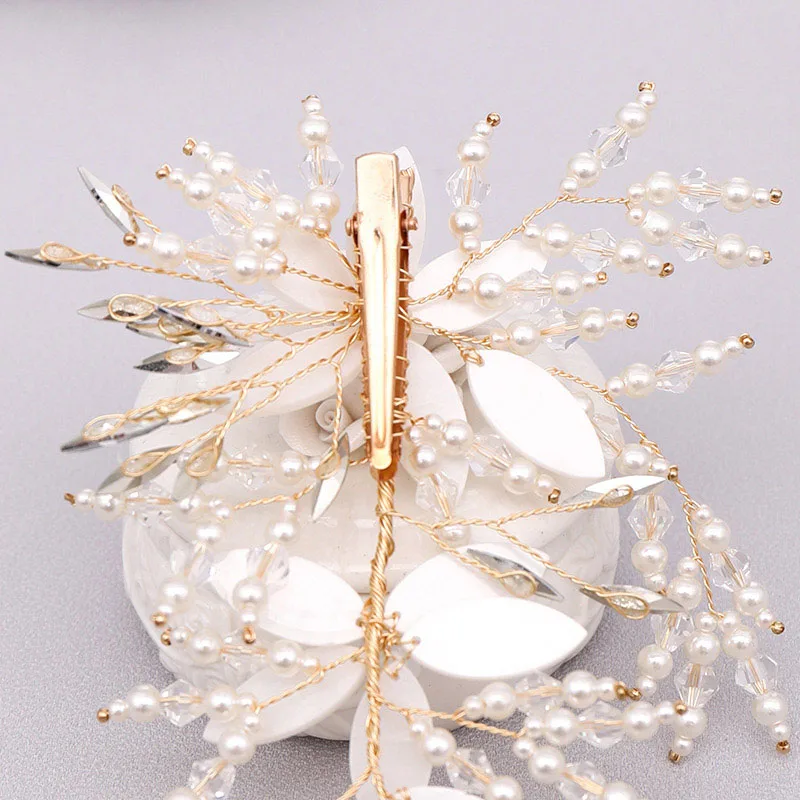 grampos de cabelo para mulheres casamento nupcial acessórios para cabelo moda flor branca brilhante cristal hairpins jóias ornamento