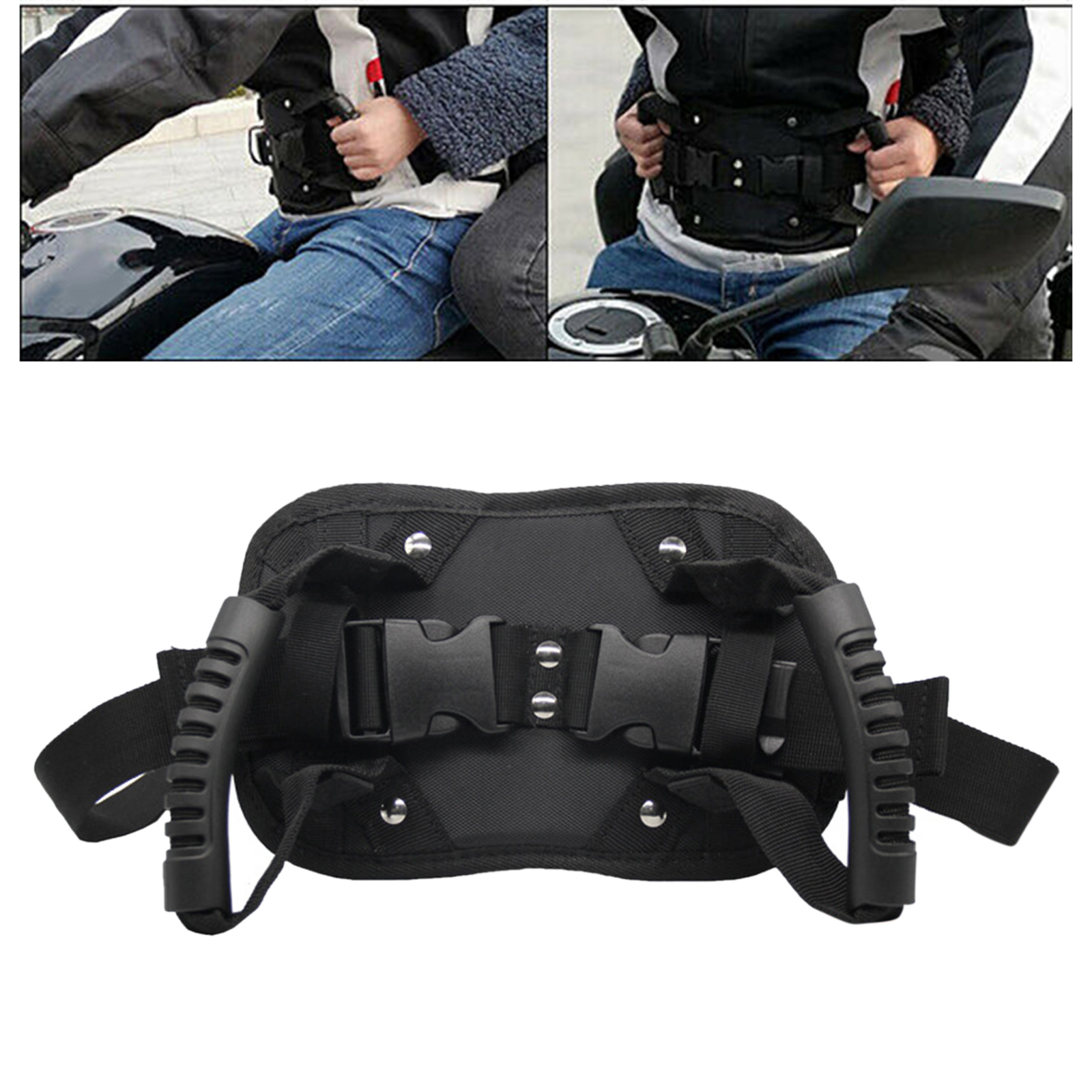 Motorcycle Scooters Safety Belt, Motorcycle Passenger Safety Belt, Adjustable Strap Grab Handle for Children Elderly Passenger