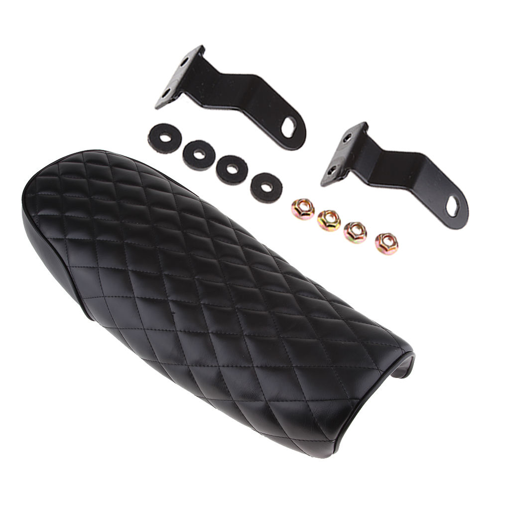 Black Motorbike Frame Seat Rhombus Style, Vintage Saddle Cafe Racer Cushion Seat for Universal - New Stylish Rhombus