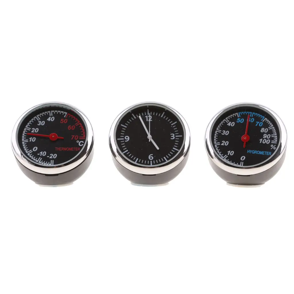 3PCS/Set ital Car Thermometer Hygrometer Quartz Clock Fit Autos Time