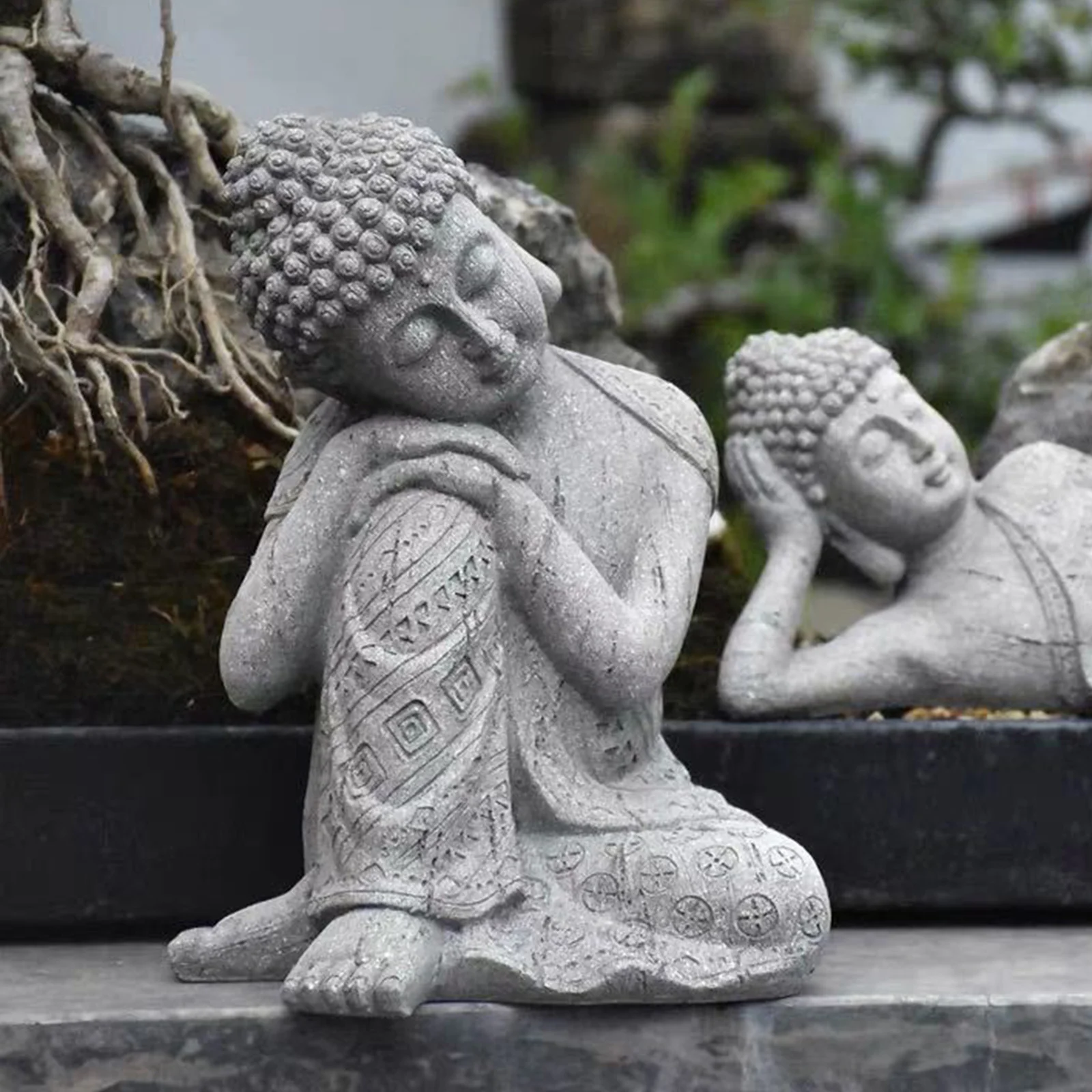 Buddha Statue Thai Shakyamuni Sleeping Figurine Sculpture Resin Craft Desktop Home Office Yoga Zen Decoration Collectibles