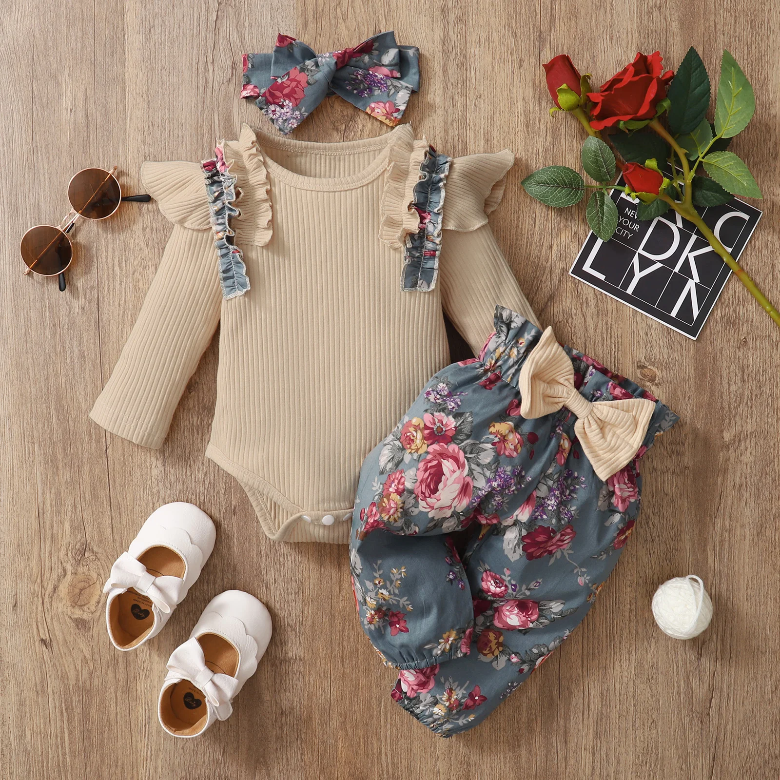 conjunto de roupas infantis pçs para meninas roupas para crianças macacão calça com laço