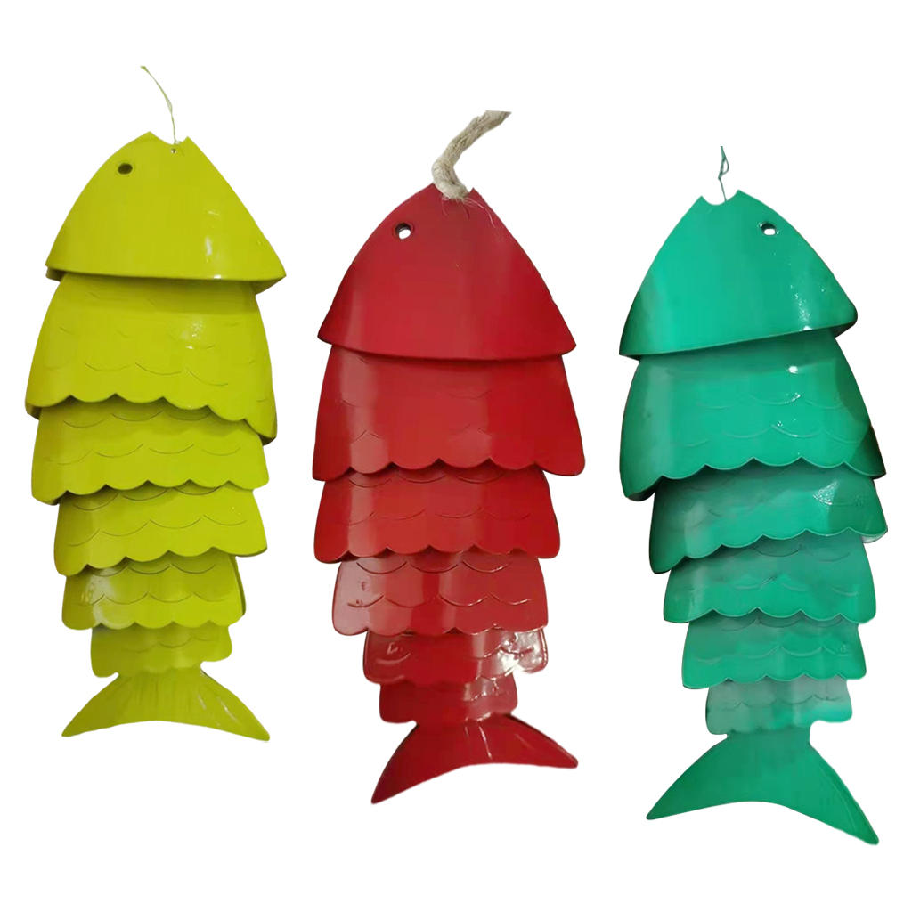 Colorful Koi Fish Wind Chimes Wrought Iron Wall Sculpture for Home Accent Balcony Decoration Housewarming Gift