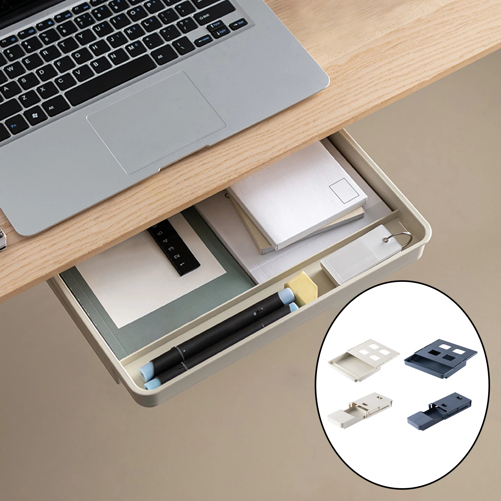 Under Desk Drawer Adhesive Large Capacity for School Workspace Pen Holder Storage Tray Organizer Slide Out