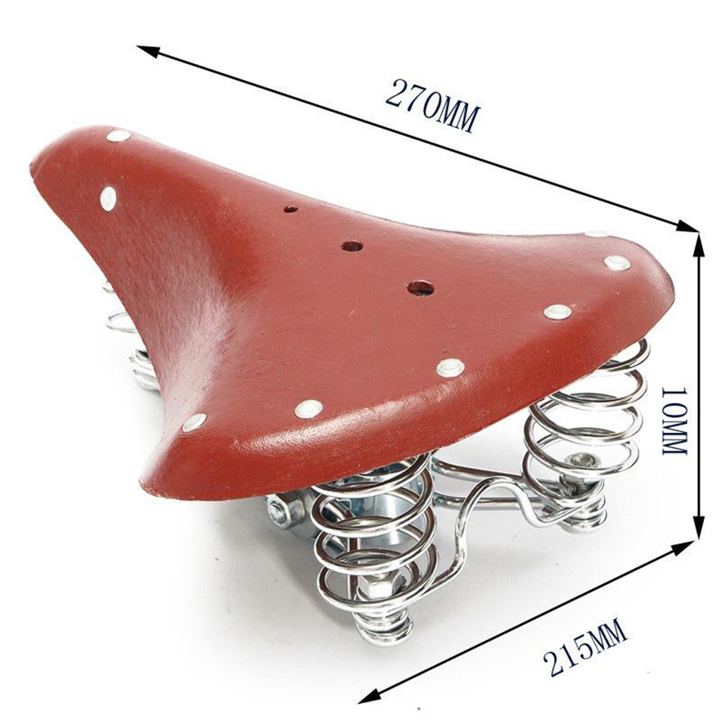 Bike Seat Vintage PU Leather Impact Resistant Spring Bike Saddle Comfortable and
