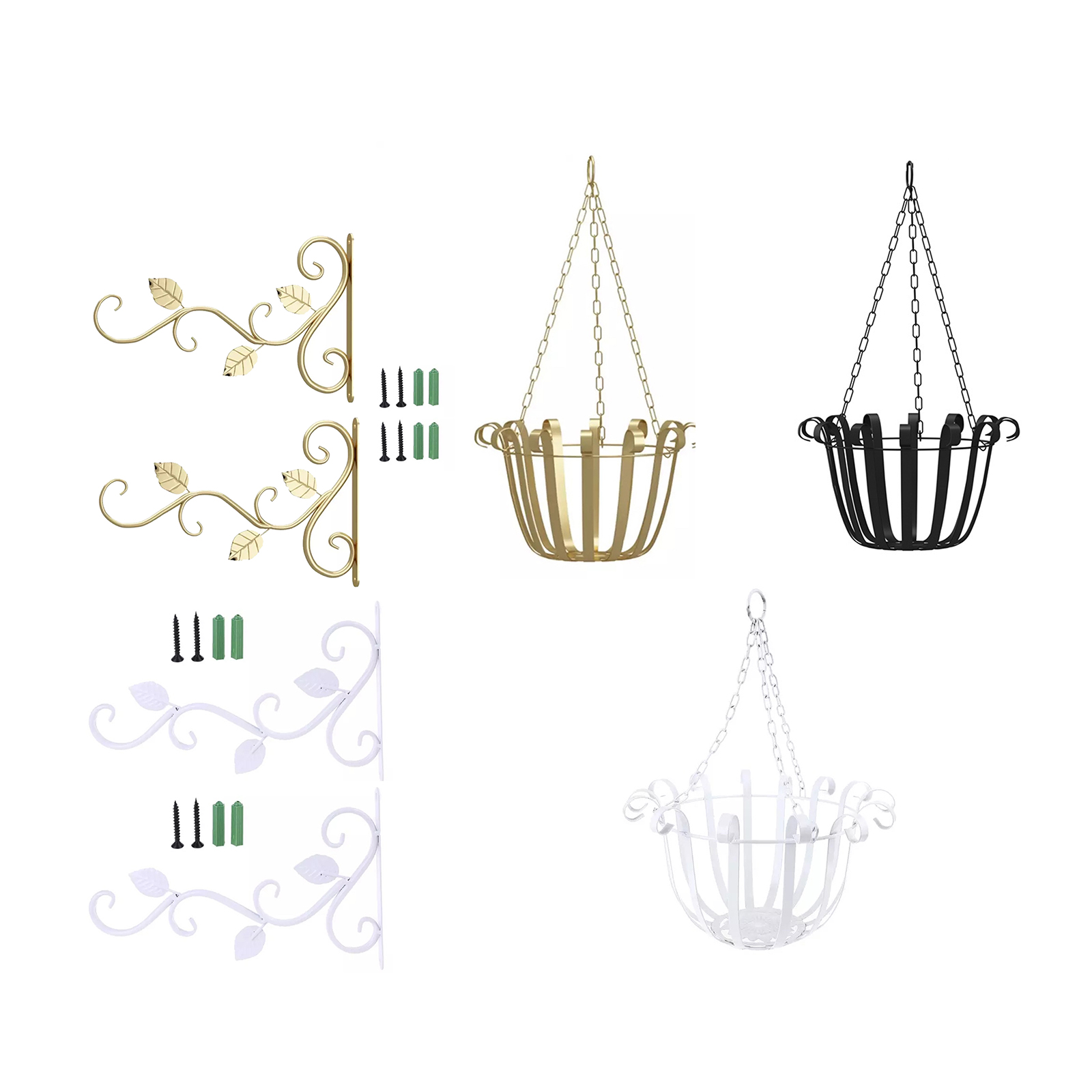 Heavy Duty Hanging Basket Brackets Leaf Shape Metal Plant Hooks Stand Flowerpot Holder Porch Garage Planter Flower