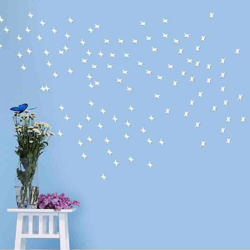 3D Stars Sky Design Mirror Ceiling Stickers Wall Decals TV Background For Living Room Bedroom Decor