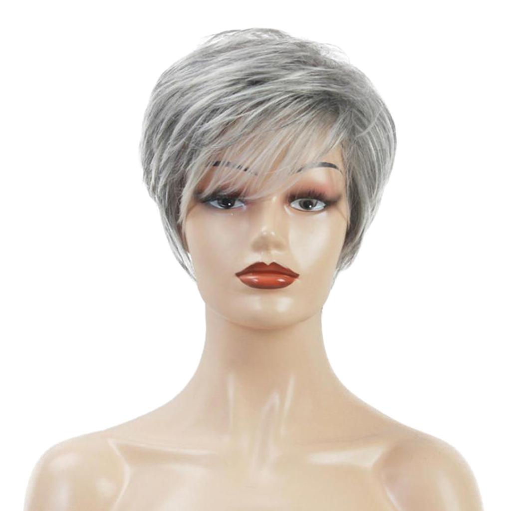Gray Human Hair Wigs for Women Short Wavy Wig  Resistant for Hairstyling