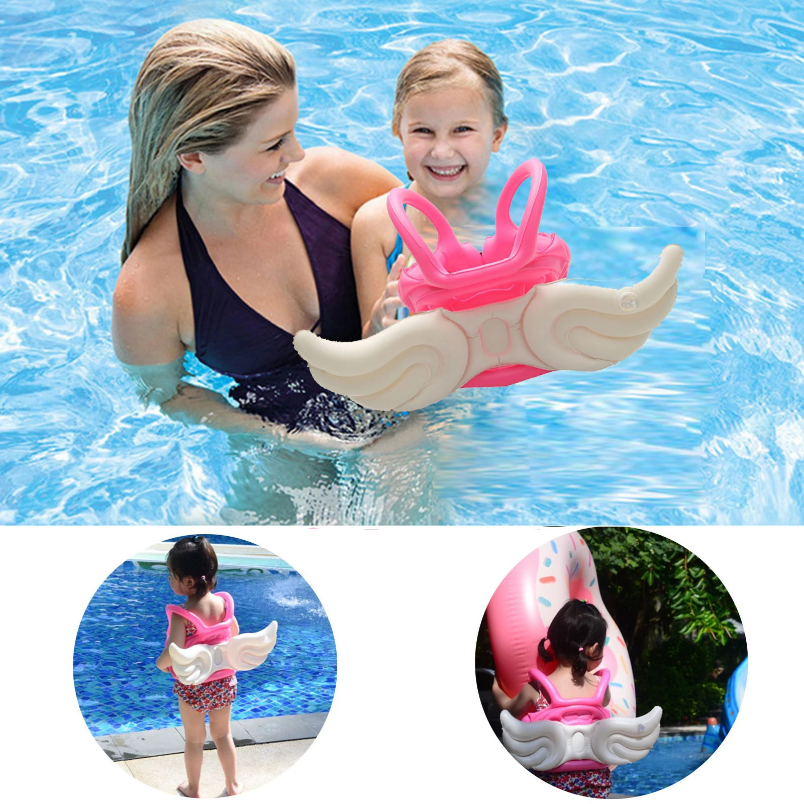 Deluxe Kids Swimming Pool Floats Baby Life Vest Swim Ring Inflatable Buoyancy Aids Beach Pool Photograph Angle Wing Swim Circle