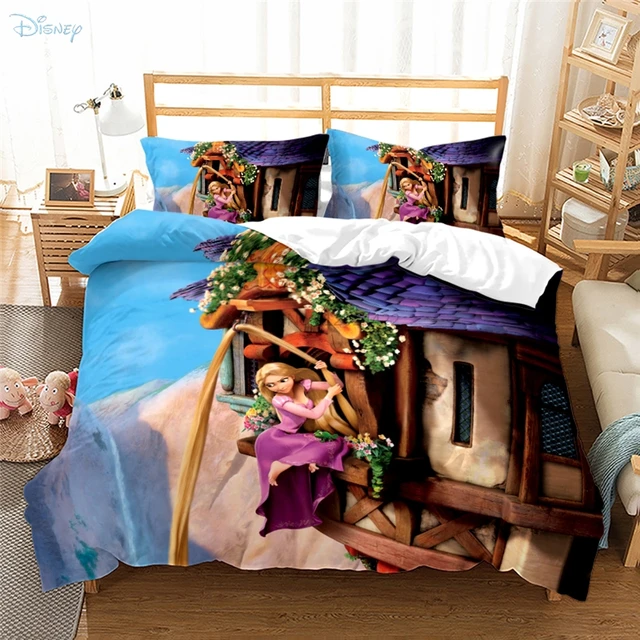 Jogo de cama estampado princesa disney, tecidos para casa, fofo, menina,  3d, capa de edredom, fronha, total, queen, king size, roupas de cama, 2/3  unidades - AliExpress