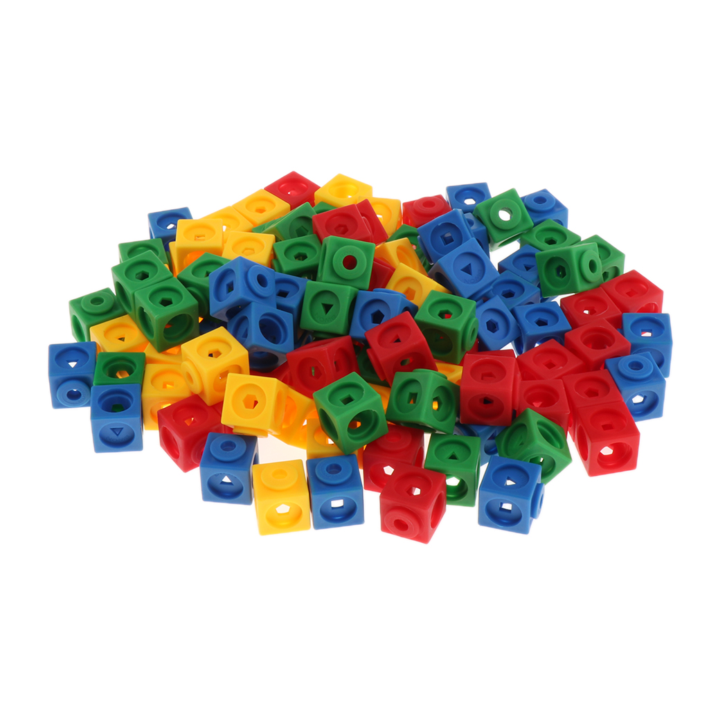 100pcs Linking Snap Math Counting Blocks Cubes Manipulative Math 4 Color