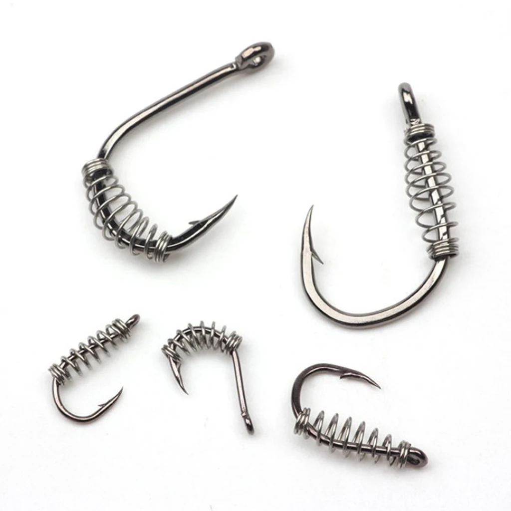 100pcs Fishhooks Barbed Fishing Hook Stainless Steel Spring Accessories Fishing Tackle Fishing Hooks Centering Spring Pin