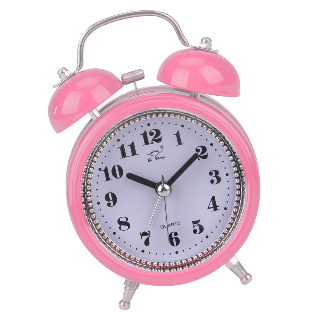 Vintage Retro Twin Bell Cute Silent Movement Alarm Clock for Kids Loud Analog Battery Operated Clock with Nightlight