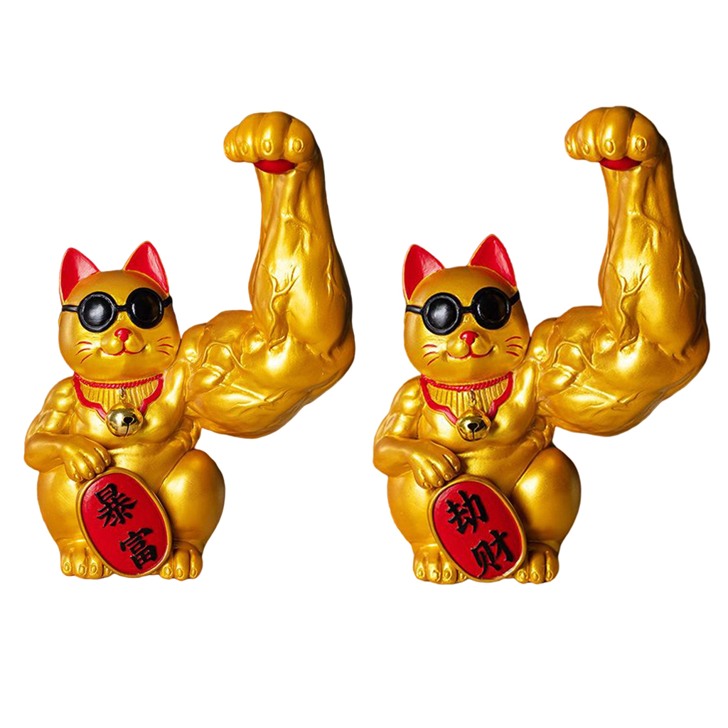 Resin Big Arm Lucky Cat Animal Figurine Market Shop Welcome Cat Money Lucky Fortune Tabletop