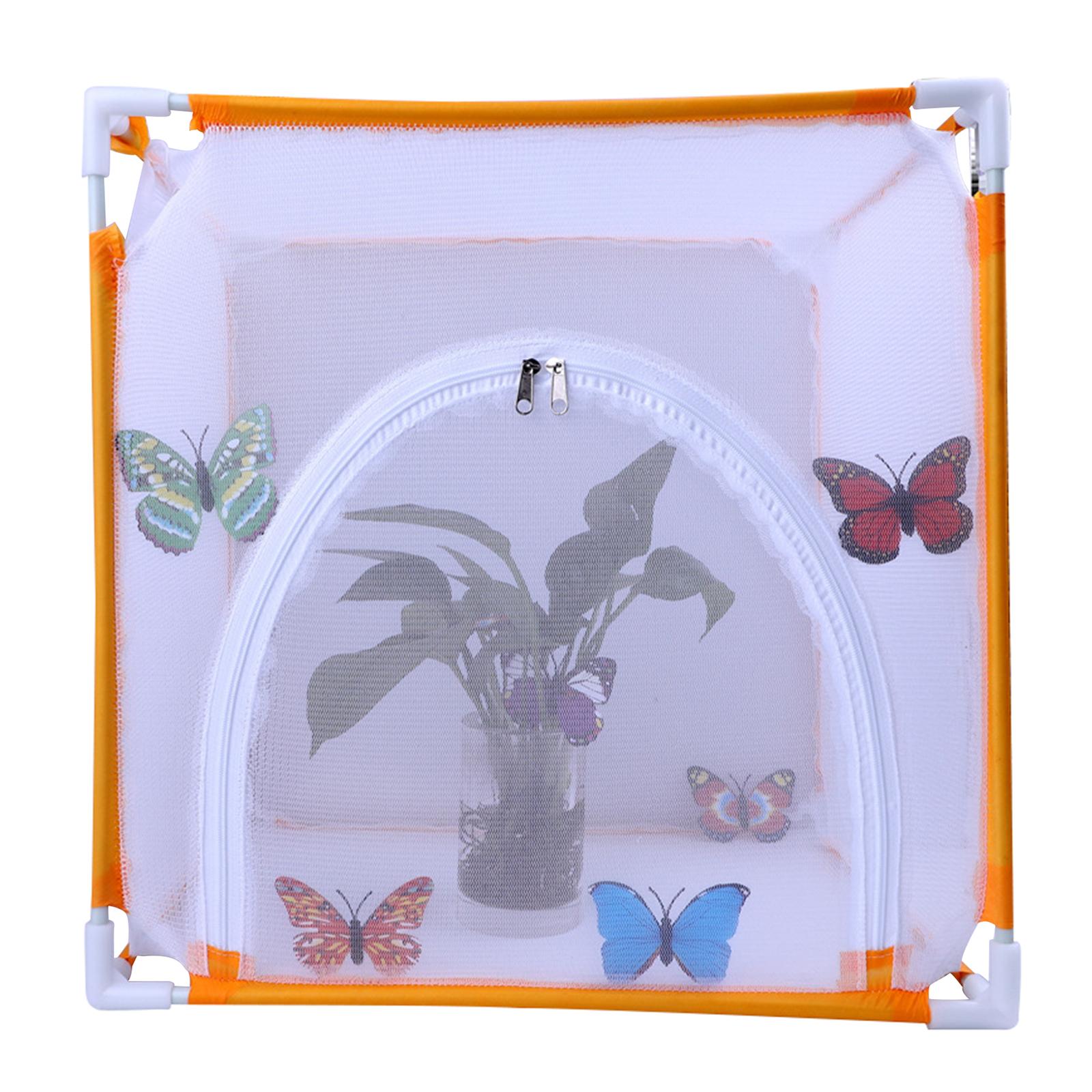 Collapsible Butterfly Habitat Insect Mesh Cage Butterfly Terrarium Zipper for Garden Outdoor Raising Insects Observation 30x40cm