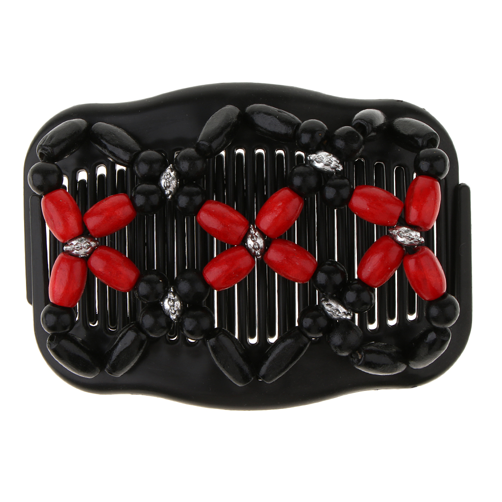 New Vintage Elastic Hairpin Stretch Hair Comb Flower Decor Beaded Hair Magic Comb Clip Beads Pin Ladies Hair Styling Tool