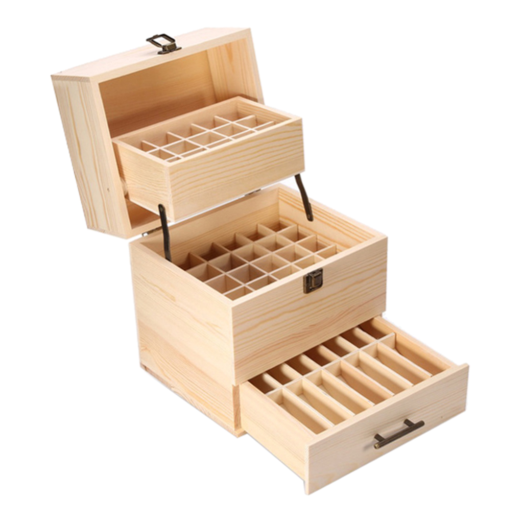 Nautral Pine Essential Oil Oil Wooden Box Aroma Oil Storage Case 59 Capacity