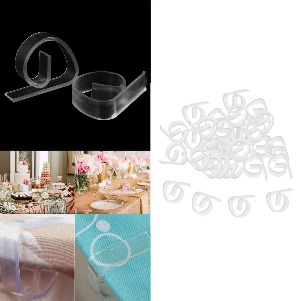 ABS Plastic Tablecloth Cover Clips - 50pcs Plastic Clear Table Skirt Clamps
