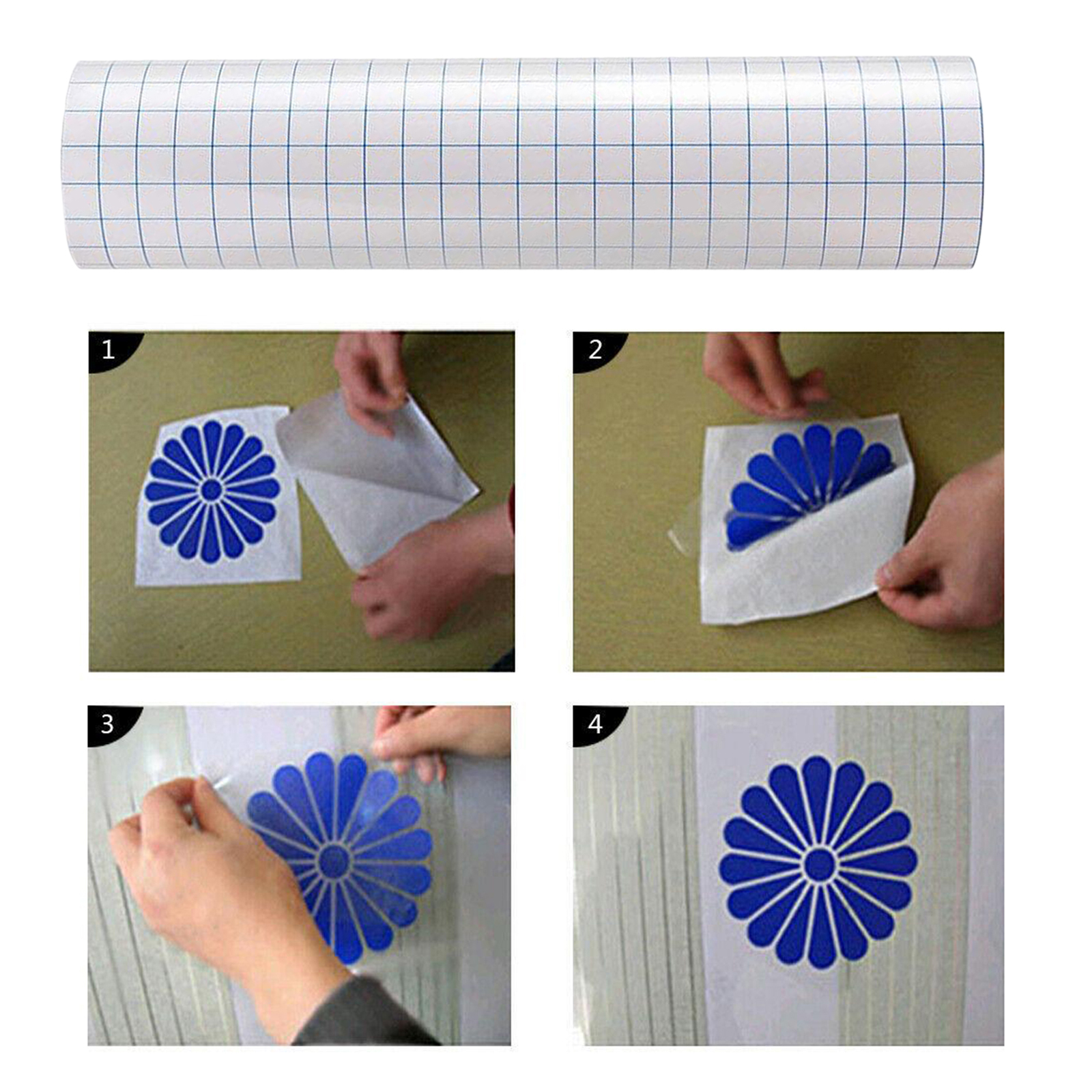 Transfer Tape Roll Vinyl Clear with Square Grid for Home Decor Signs and Window Decal Projects 30x100cm