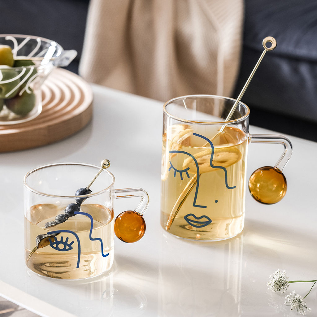 Glass Mug Home Office Hot Cold Coffee Milk Juice Latte Water Drinking Cup