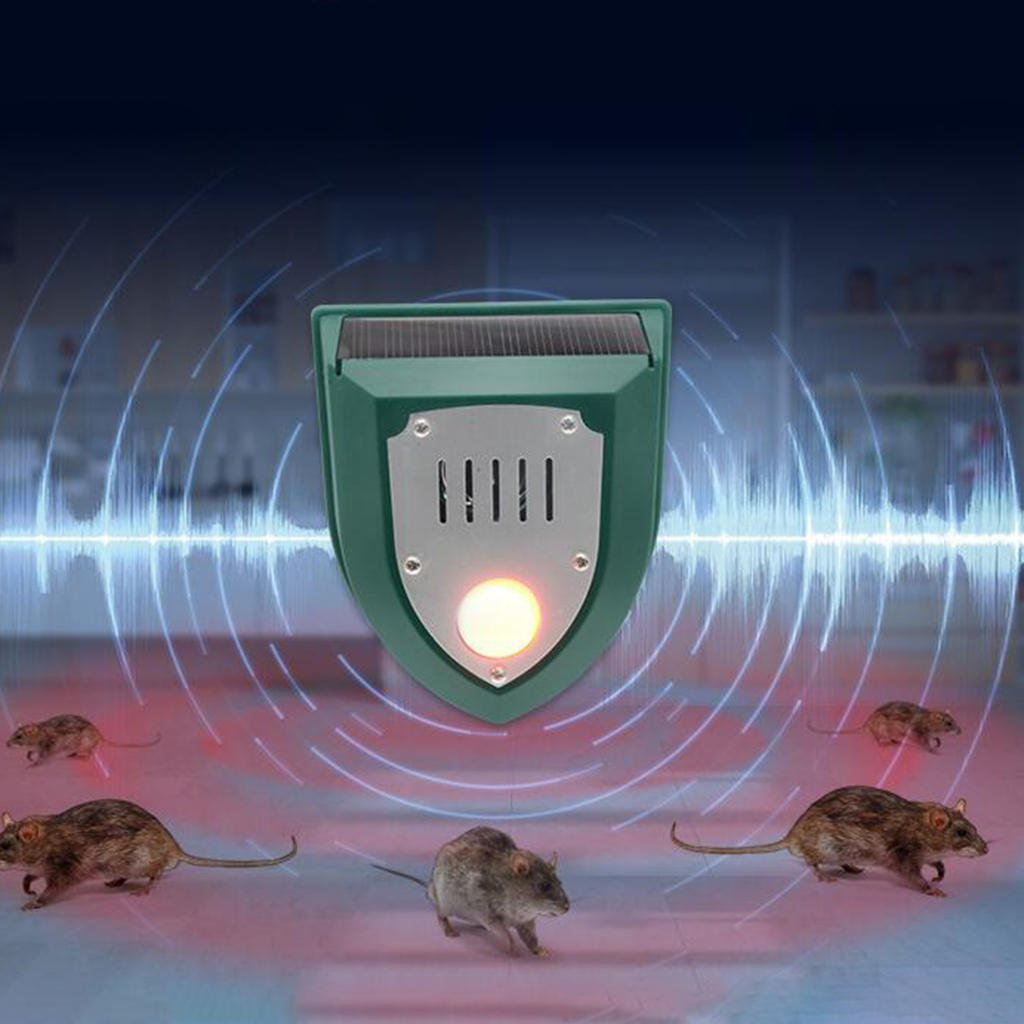 Warning Animal Repeller-- Scarecrow W/ LED Ultrasonic Waterproof Burglar Alarm Repellent, Defender, for Barn Yard Cat Bat Animal