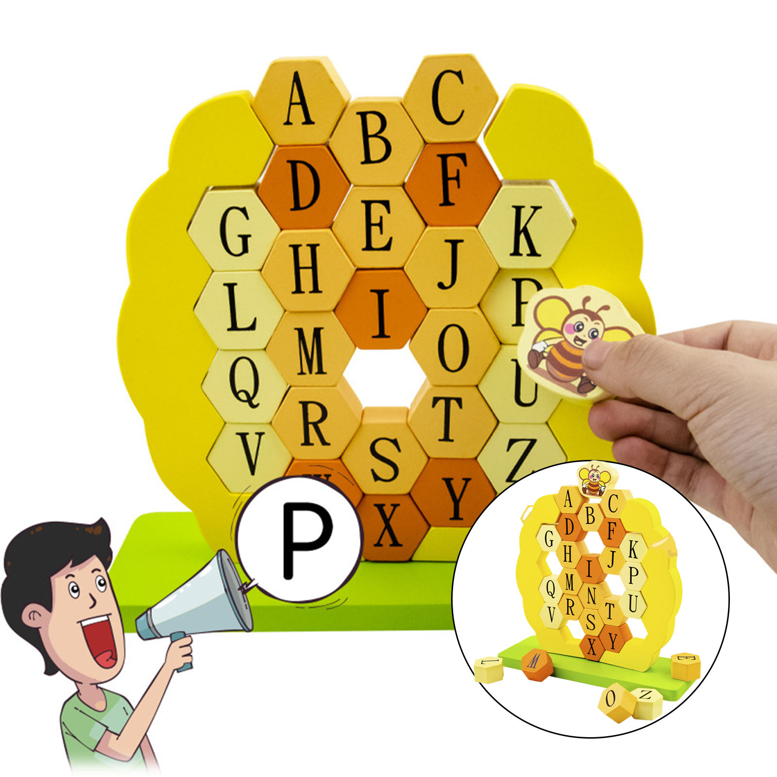 Alphabet Letter Puzzle Stacking Game Board Montessori Sensory Toys Activity