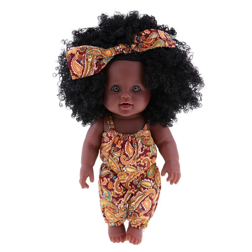 18" Large Black African Doll Baby Girl Isabella Girls Doll Vinyl Afro Doll 46cm 