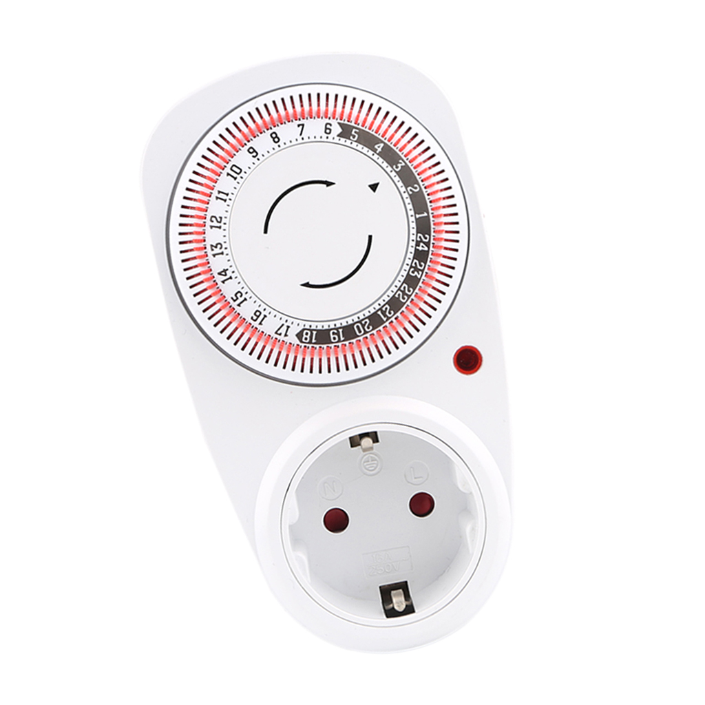 24Hour Mechanical Outlet Timer Home Appliace Interval Clock Wall Plate EU