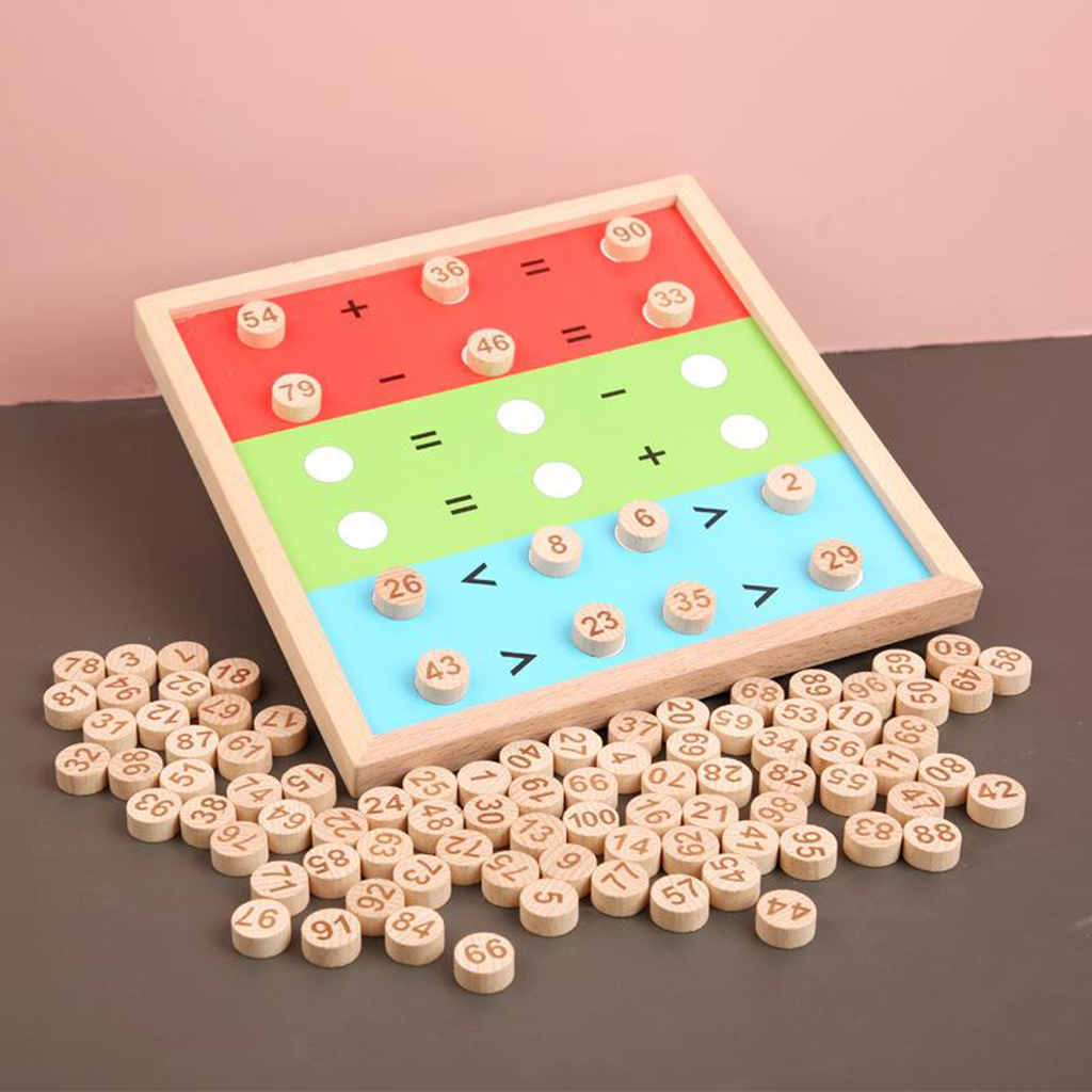  Wooden Hundred Board Game Toys-1 to 100 Consecutive Numbers for Montessori Math Educational Learning for Children 