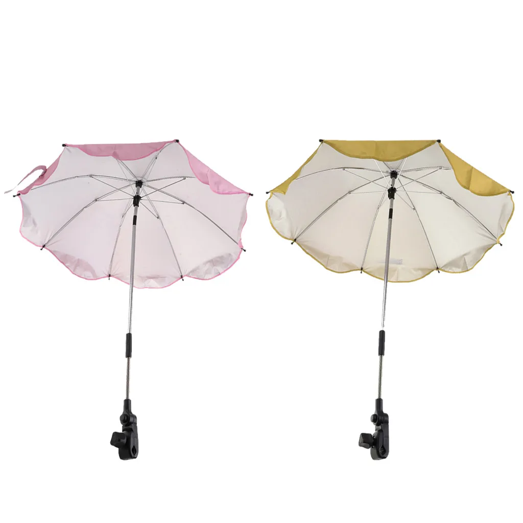 2pcs Portable Beach Umbrella Windproof UV Protection Sun Shelter 360 Rotating for Beach and Sports Events, Pink, Yellow