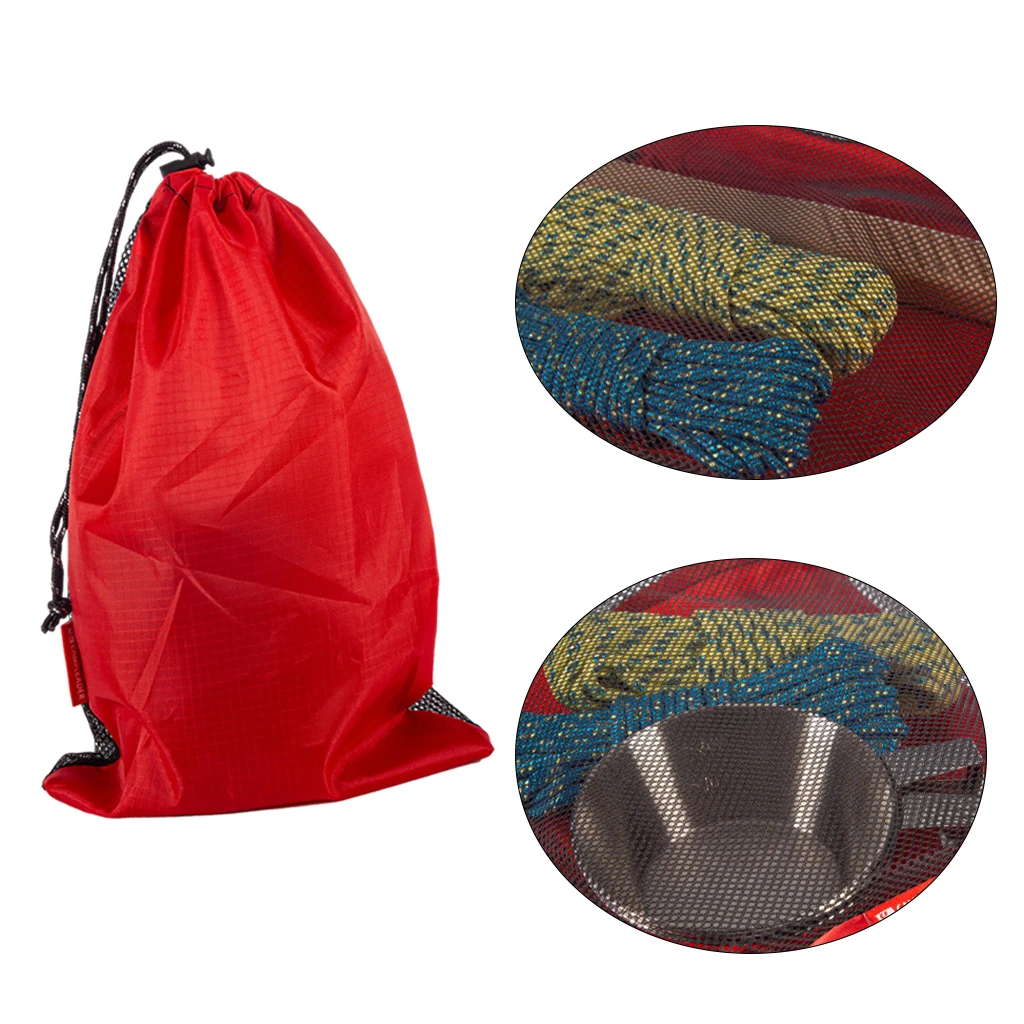 Drawstring Storage Bags Stuff Sack Organizer Pouch, Water-Resistant Space Saving Gear for Camping, Traveling, and Outdoors