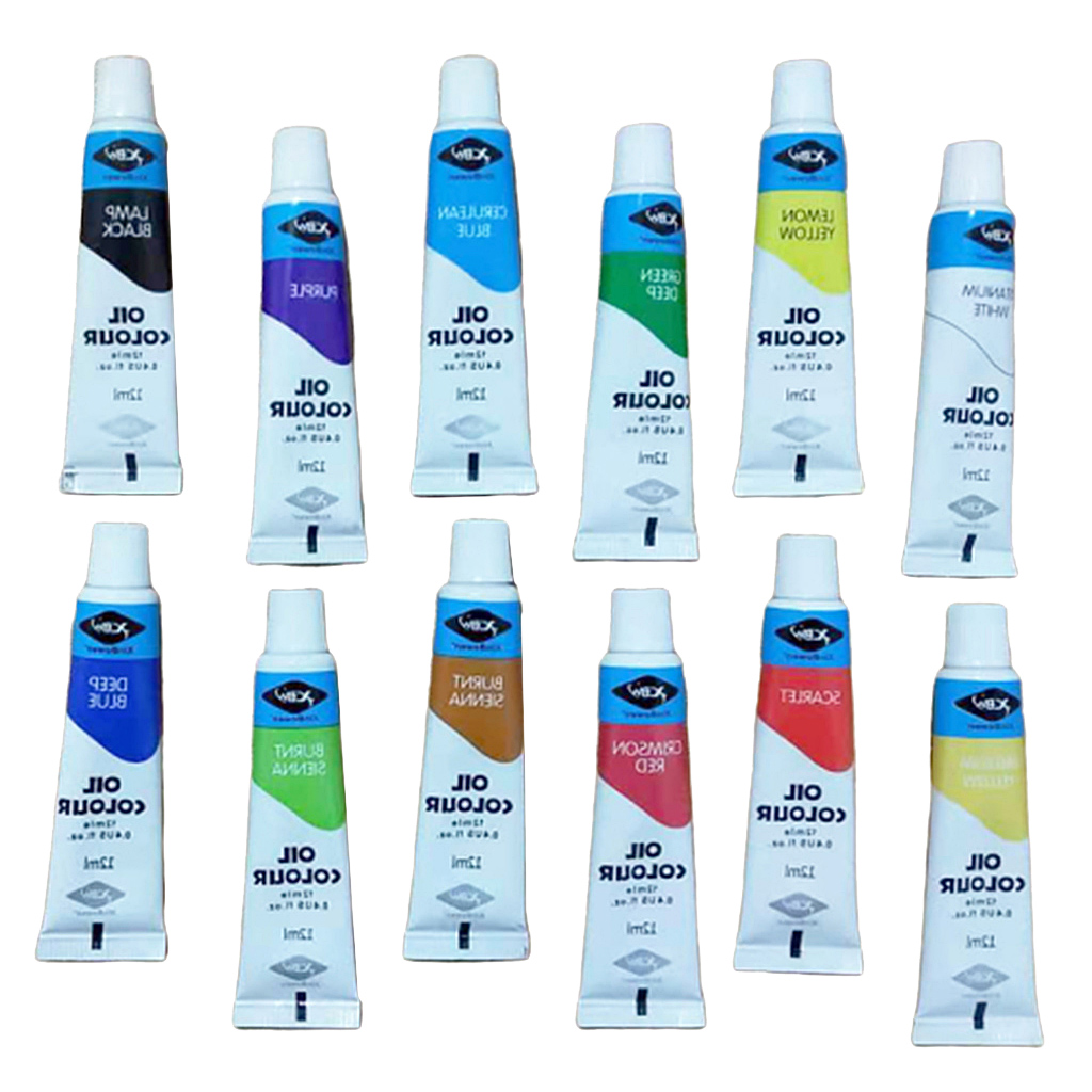 12 Colors Oil Paint Set Tube Artist Non Toxic Pigments For Kids Adults Professional Painting on Canvas Wood Clay Ceramic Crafts