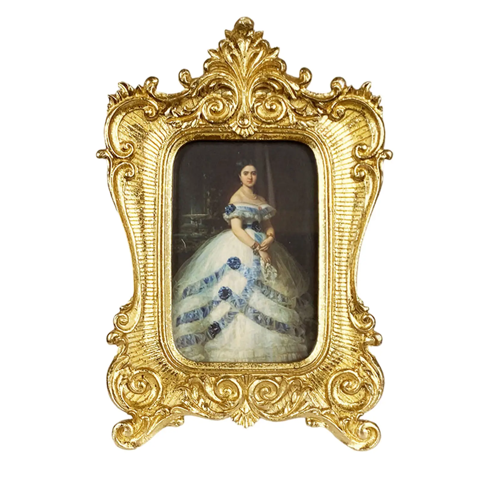 European Style Photo Frame Wall Desktop Resin Retro Gold Textured Decoration Embossed Ornate Vintage Picture Frame