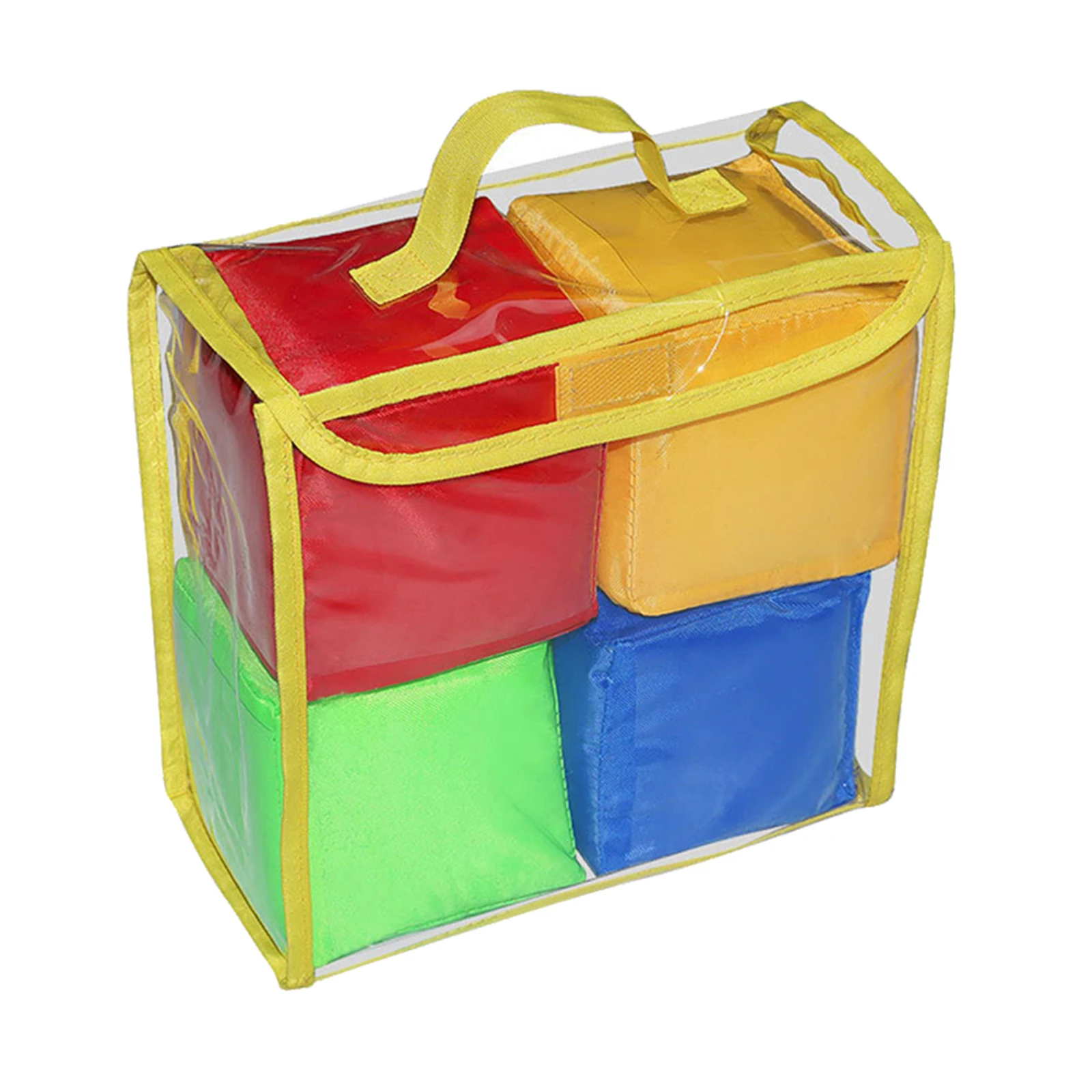 4x 10cm Playing Game Dices Set Soft Foam Cubes with Clear Pockets Customizable Learning Cubes