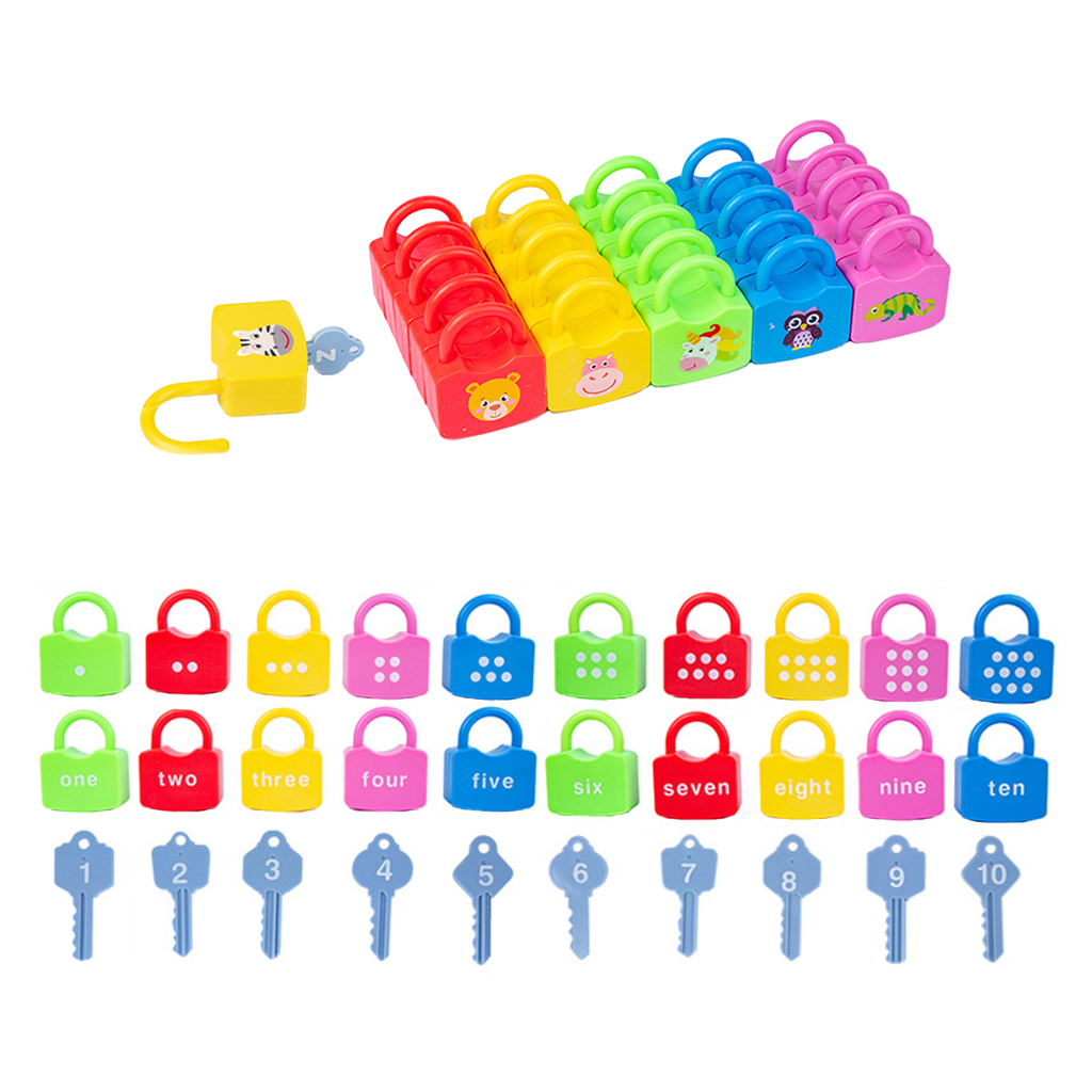 Baby Keys and Locks Set Matching & Counting Skills Kids Montessori Unlock Sensory Toy Match Game for Children 2+ Birthday Gift