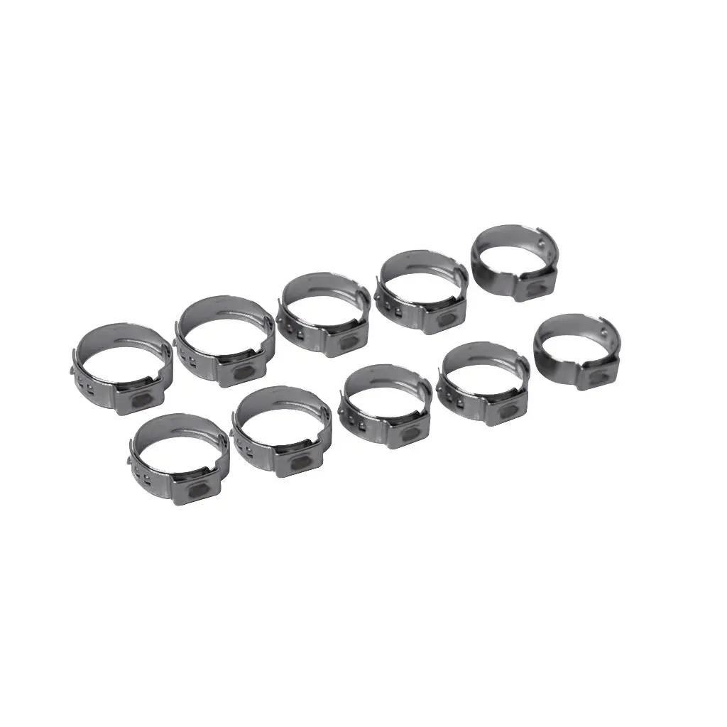 10 Pieces Adjustable Car Stainless Steel Single Ear Hose Clamp Kits 9.4-11.9mm