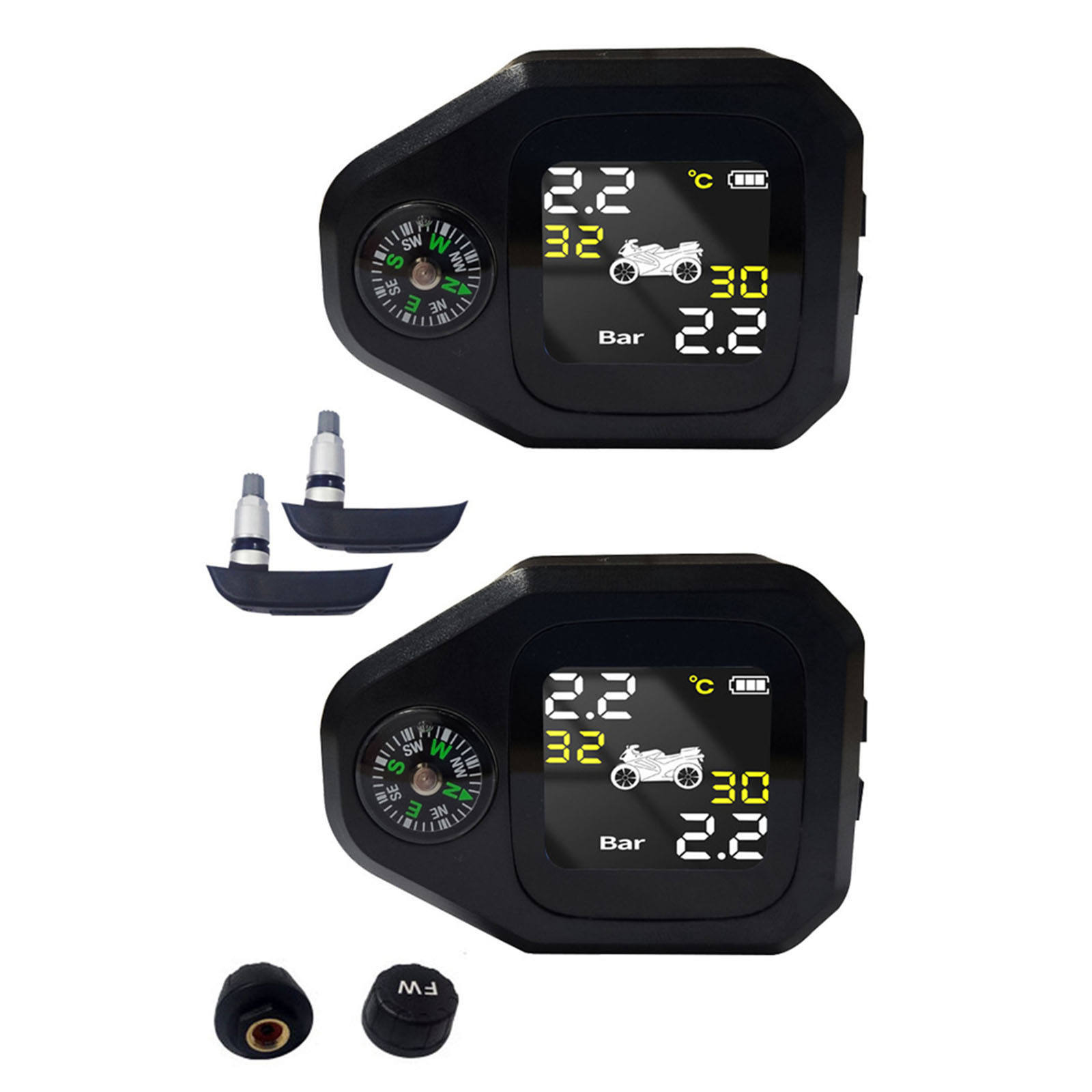 Real Time TPMS Motor Smart Tire Pressure Monitoring System Simple Installation and Setup for Motorcycle Riding Bicycle
