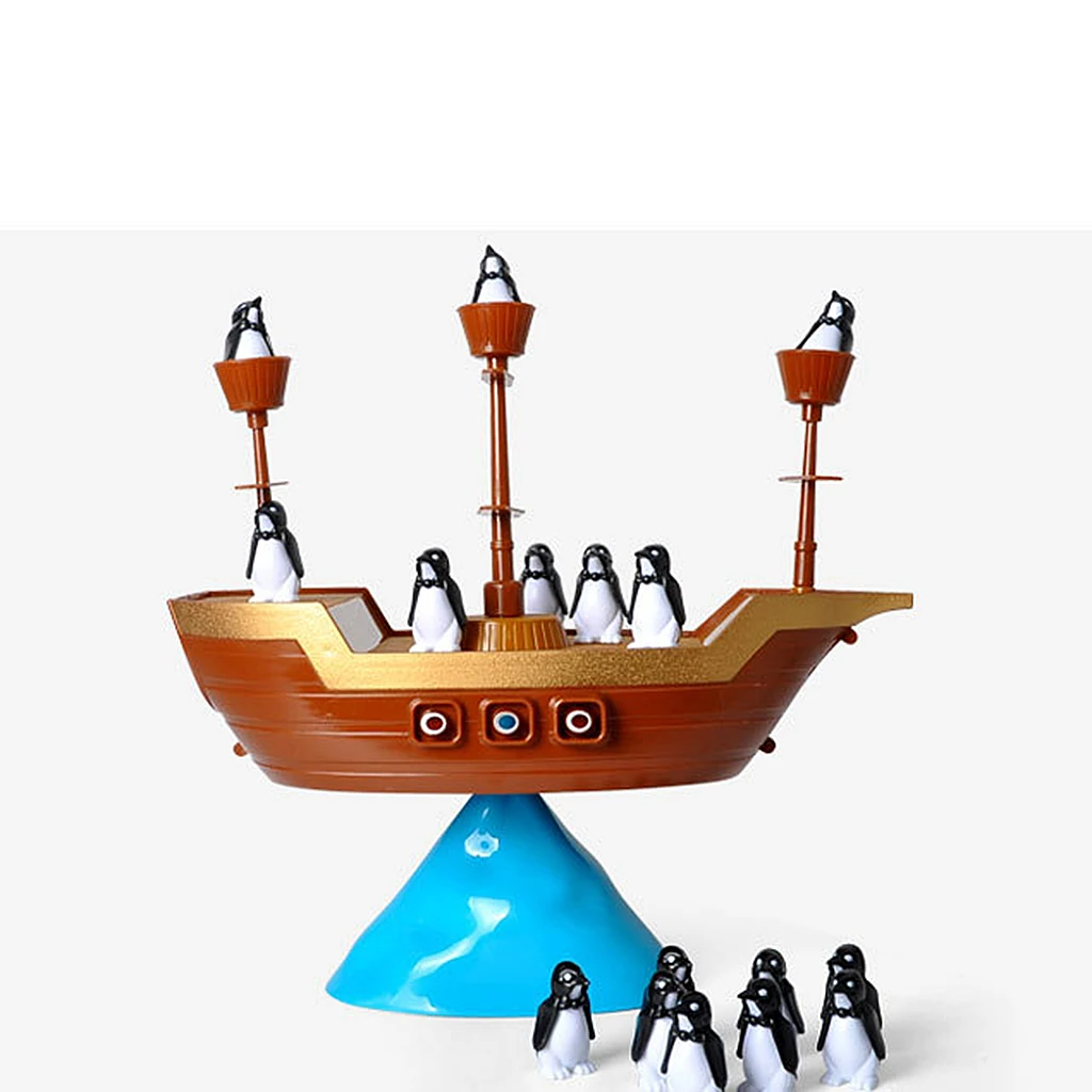 Children Plastic Toy Pirate Boat Toy Penguin Balance Game Board Toy