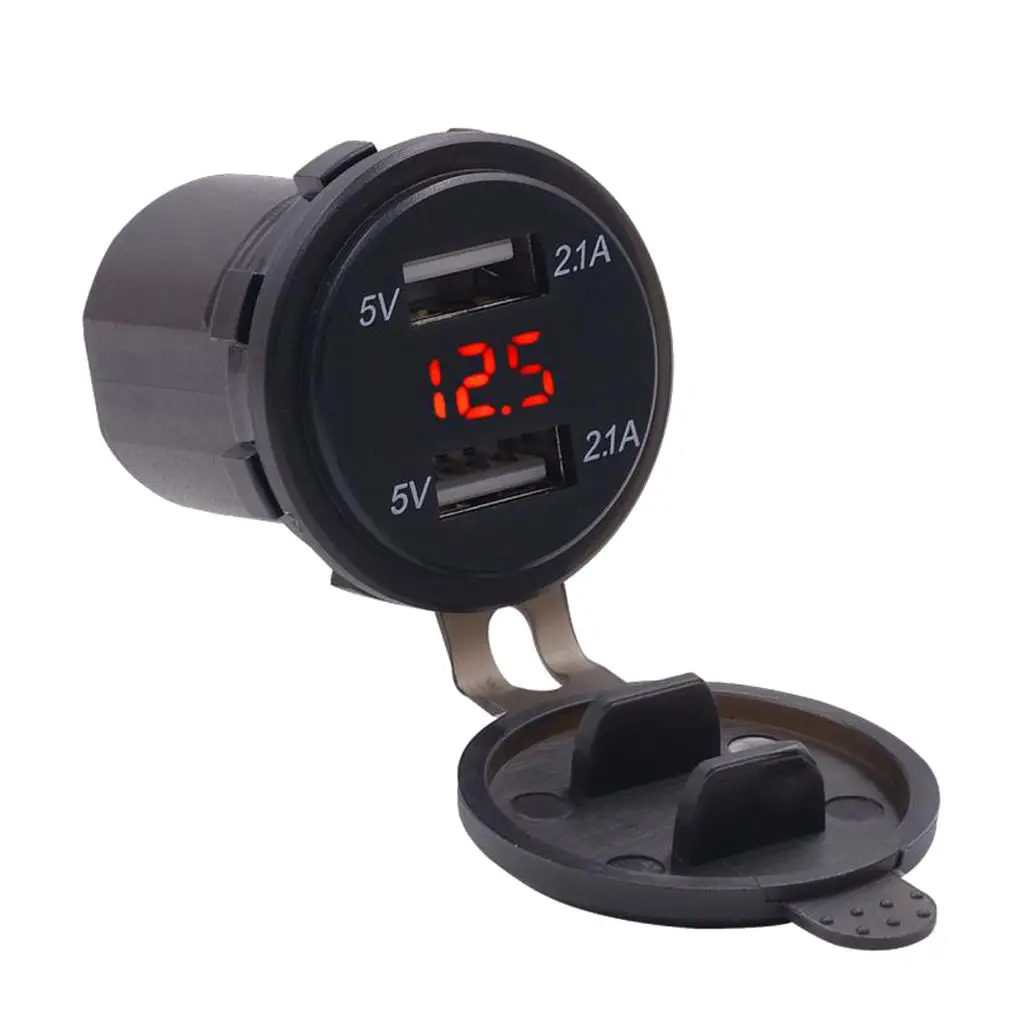 Car USB Charger Voltmeter LED Display Power Socket For Cell Phone Car GPS