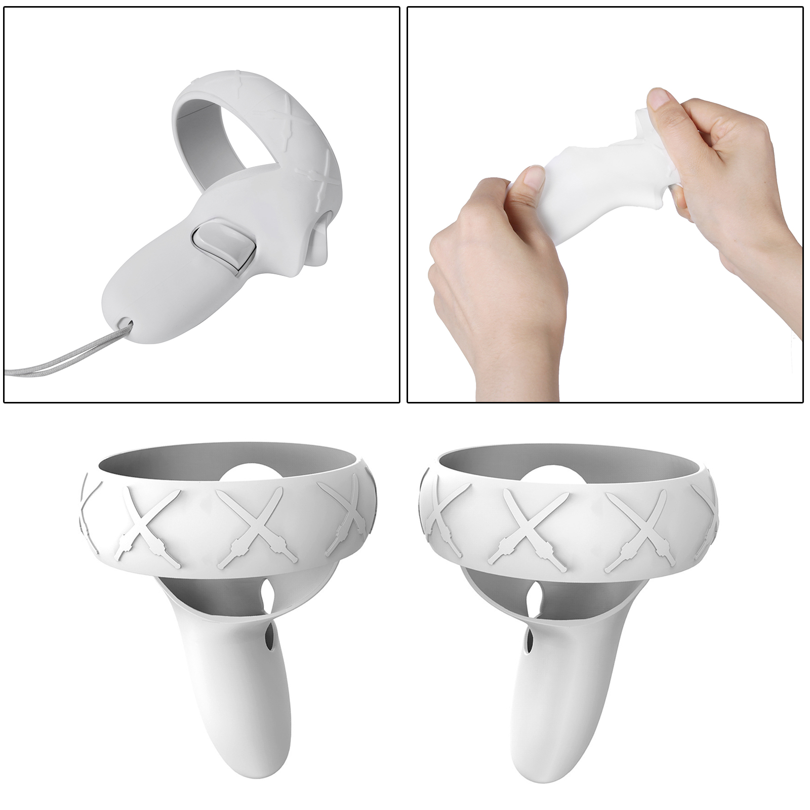 1 Pair Silicone Touch Controller Grip Cover for  Quest 2 Skin Anti-Throw Handle Protective Sleeve Accessories VR