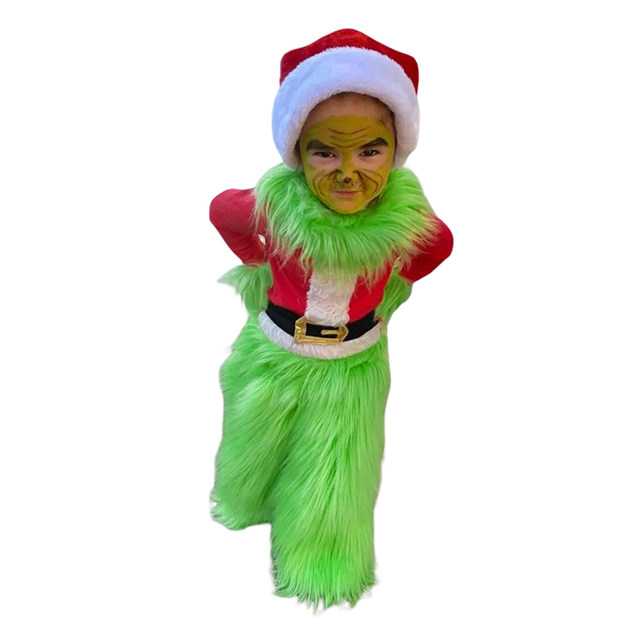 Homemade Xmas Grinch Costume 2pcs Toddler Kids Boys Girls