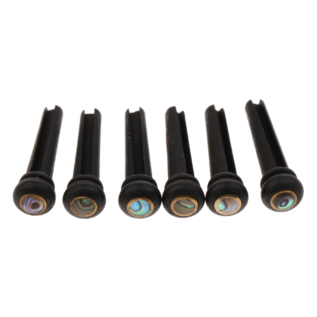 6x Abalone Dot Guitar Bridge End Pin Ebony & Large Green For Acoustic Guitar
