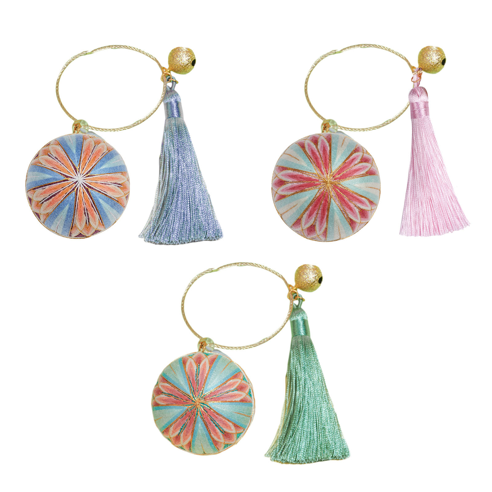 Traditional Thread Small Ball Crossstitching Hanging Temariball Handmade Temari Ball Embroidery Making for Adults